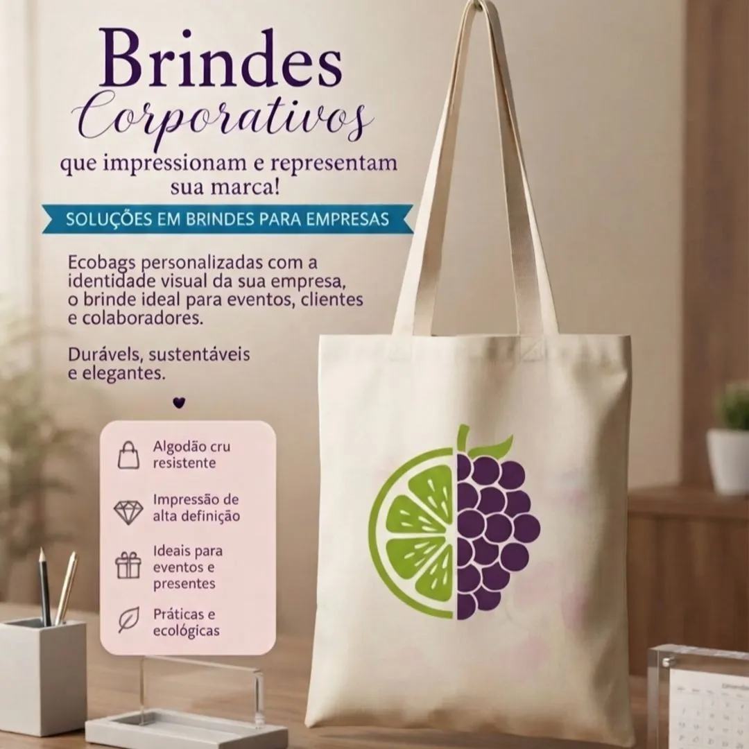 Ecobag plana Personalizada Algodão Cru 30x40 Com Sua Logo Para Empresas E Brindes Corporativos - foto 2