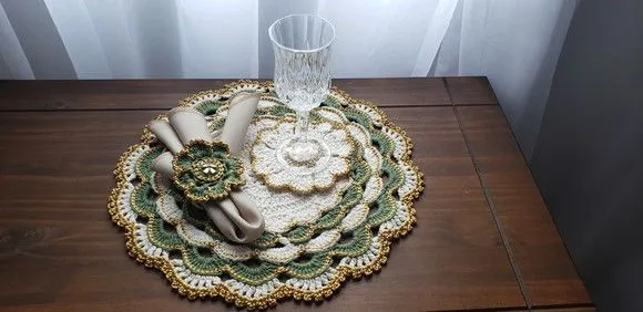 Kit Sousplat em Crochê Luxo Turco 02 Pessoas - foto 5
