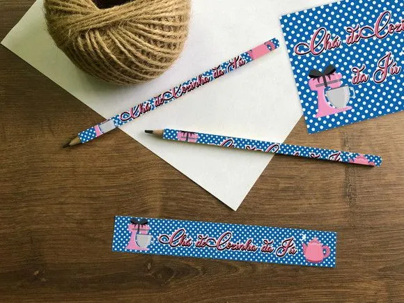Lápis Chá de Cozinha Personalizado - feito à mão por Mi Papelaria Criativa