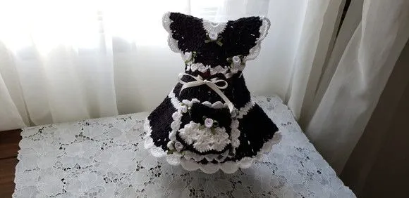 Porta Isqueiro Crochê Vestido Preto e Branco - foto 4