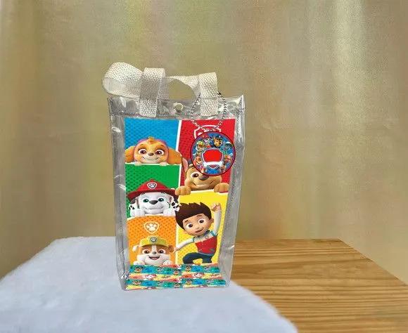 Sacola Transparente Patrulha Canina Personalizado - artesanato de Artmanha Lembrancinhas