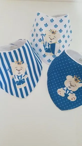 Kit 3 babadores - Ursinho Realeza - artesanato feito à mão por Innovare Studio