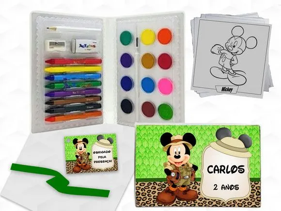 Estojo de Pintura Mickey Safari Personalizado - artesanato feito à mão por creativitybynina