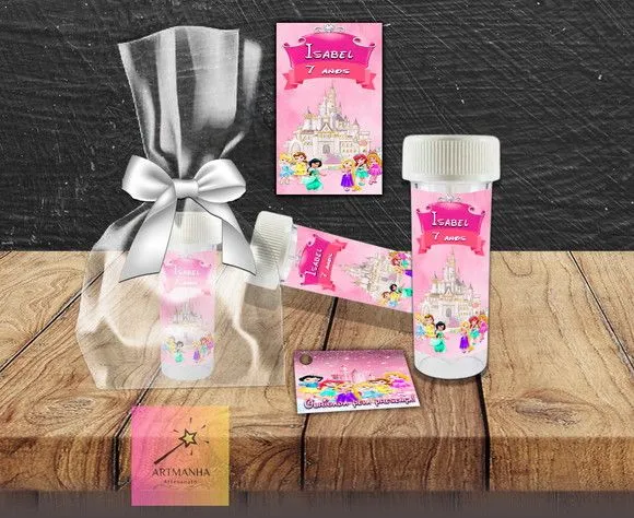 Bolha de Sabão Princesas Baby Personalizada - artesanato feito à mão por Artmanha Lembrancinhas