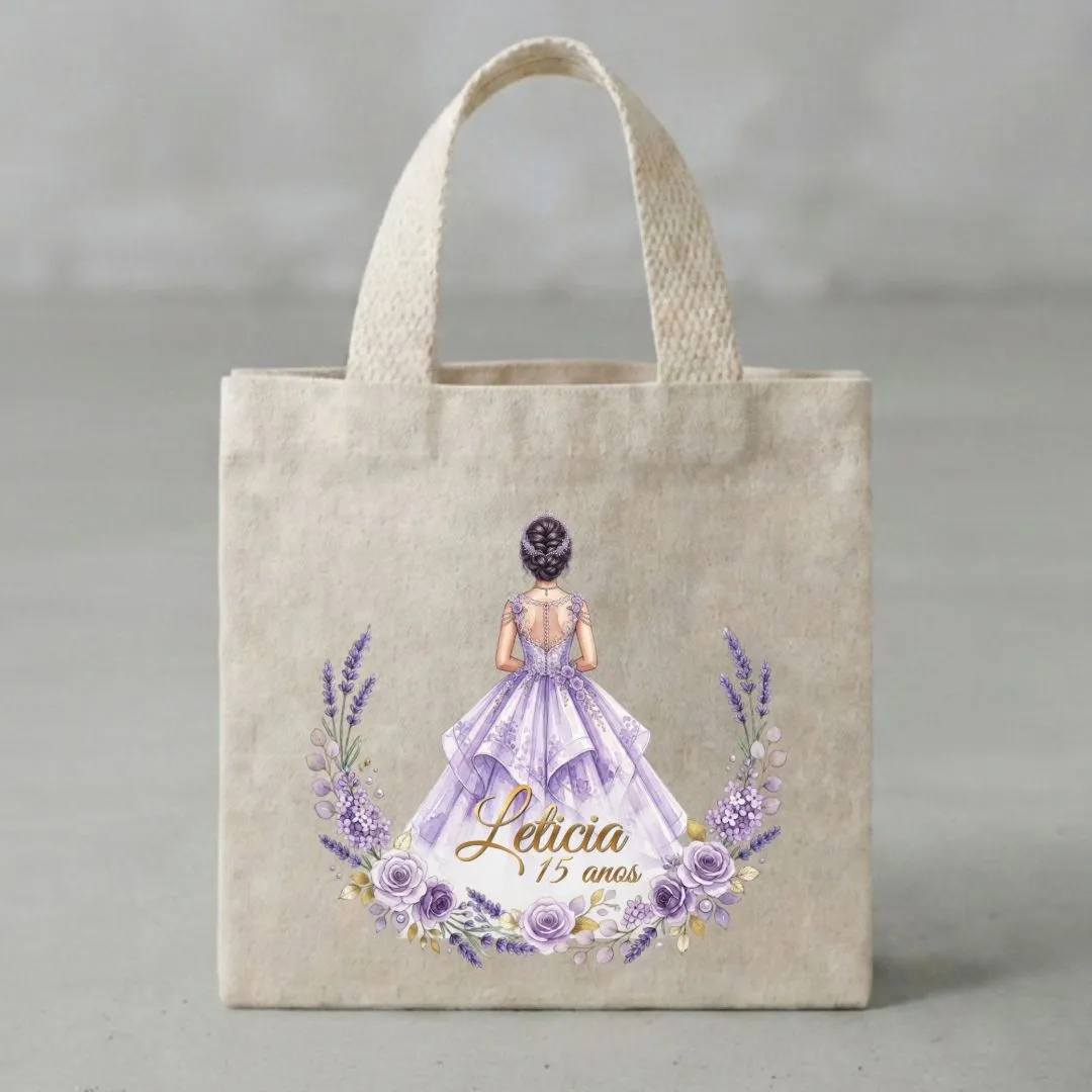 Lembrancinha Sacola Mini Ecobag Personalizada Algodão Cru 20x20 Estampa DTF 15 anos - foto 2