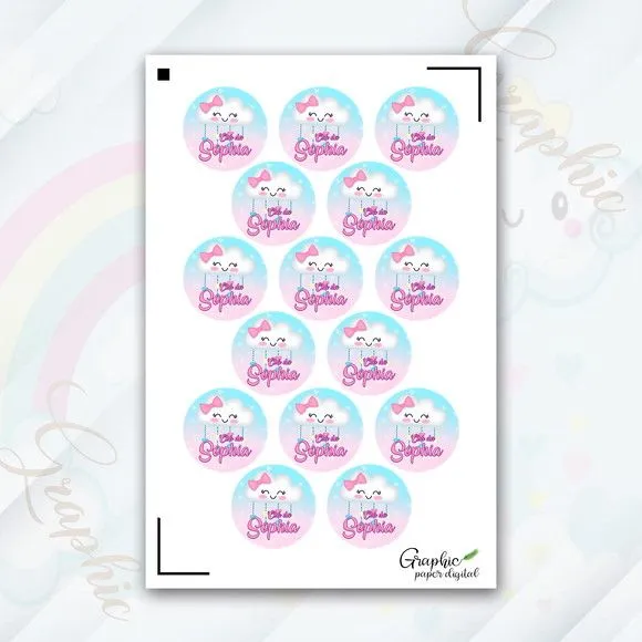 Cartela Adesiva Chuva de amor Personalizada - artesanato feito à mão por Mi Papelaria Criativa