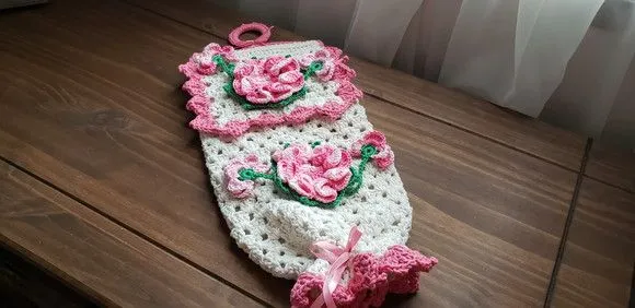 Puxa Saco em Crochê Rosa Mesclado - foto 2