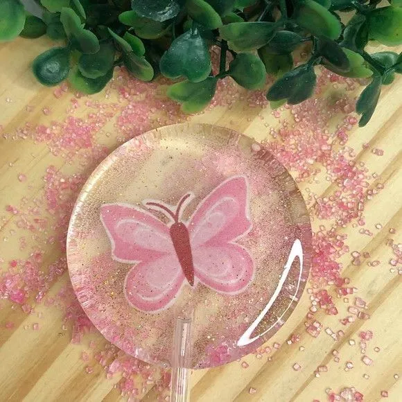 Borboleta Rosa - feito à mão por Lollipops Cristal