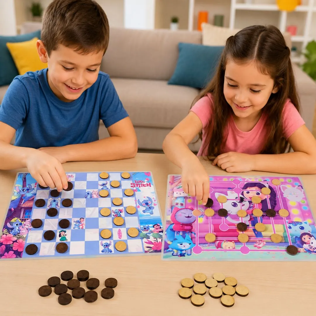 Jogo Dama e Trilha 2 Em 1 Personalizado Infantil Tabuleiro Duplo JD Arte - artesanato feito à mão por JD Arte