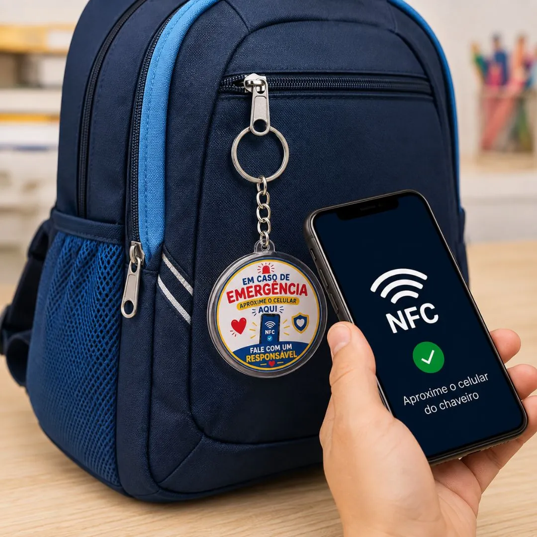 Kit com 3 - Chaveiro de Emergência NFC – Contato Rápido com a Família - foto 2
