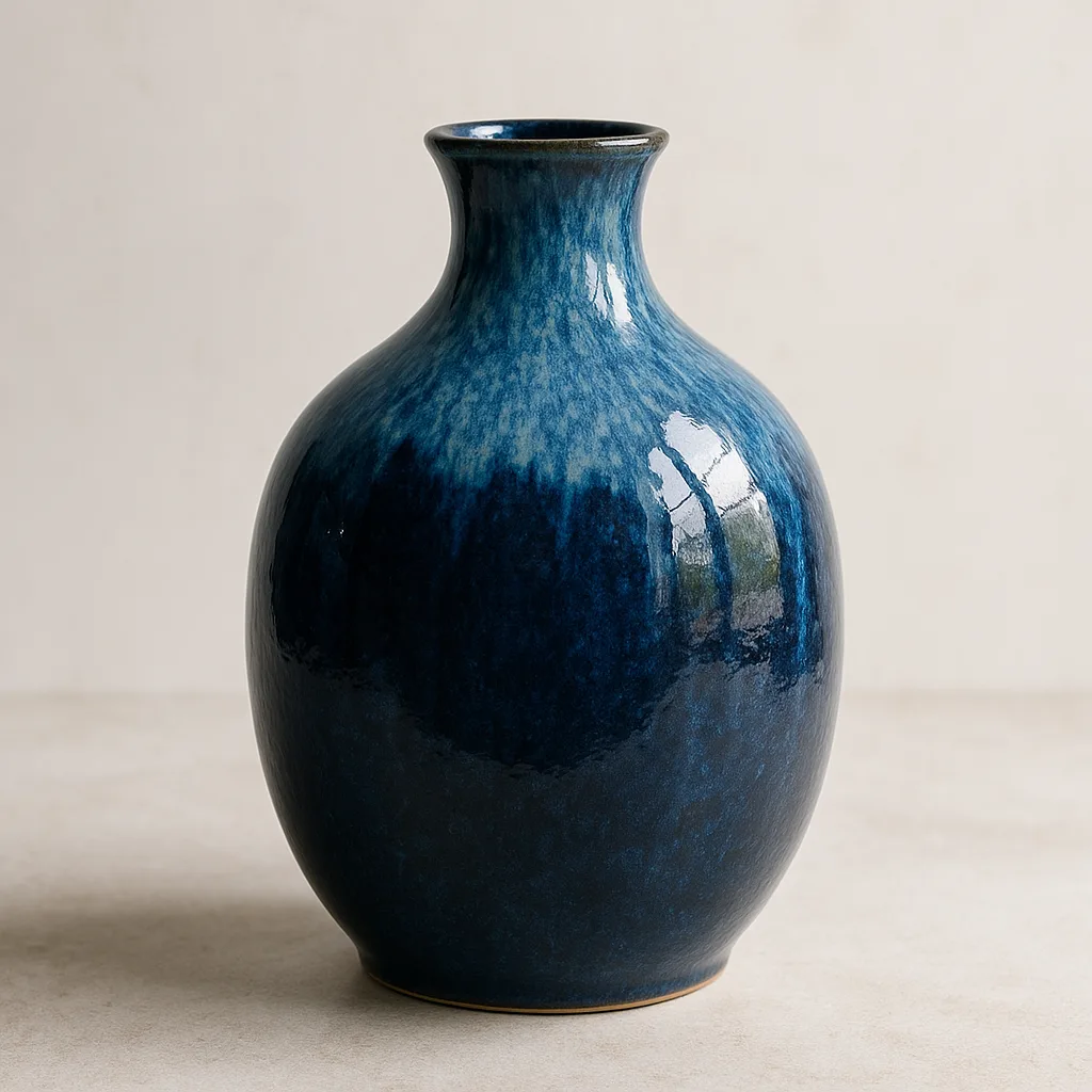 Vaso de Cerâmica Esmaltado Azul 20 cm (Produto teste) - artesanato feito à mão por Maria Artesanato (Loja teste)