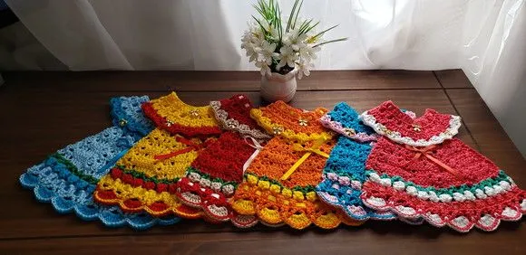 Puxador Forno Vestidinho Tulipas Turquesa Azul / Rosa - foto 5