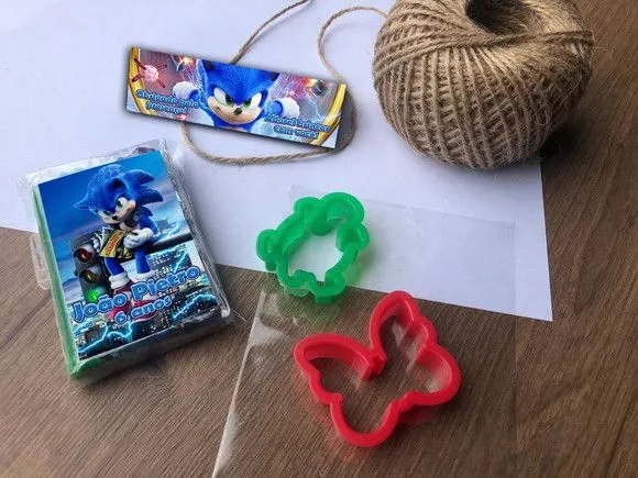 Massinha Modelar Sonic Personalizada - feito à mão por Mi Papelaria Criativa