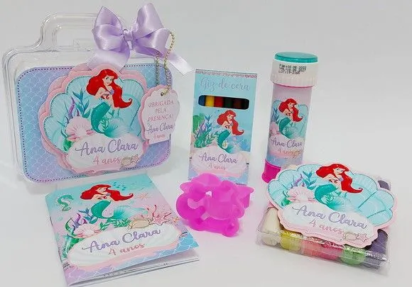 Maleta Pequena Sereia Personalizada - feito à mão por Mi Papelaria Criativa