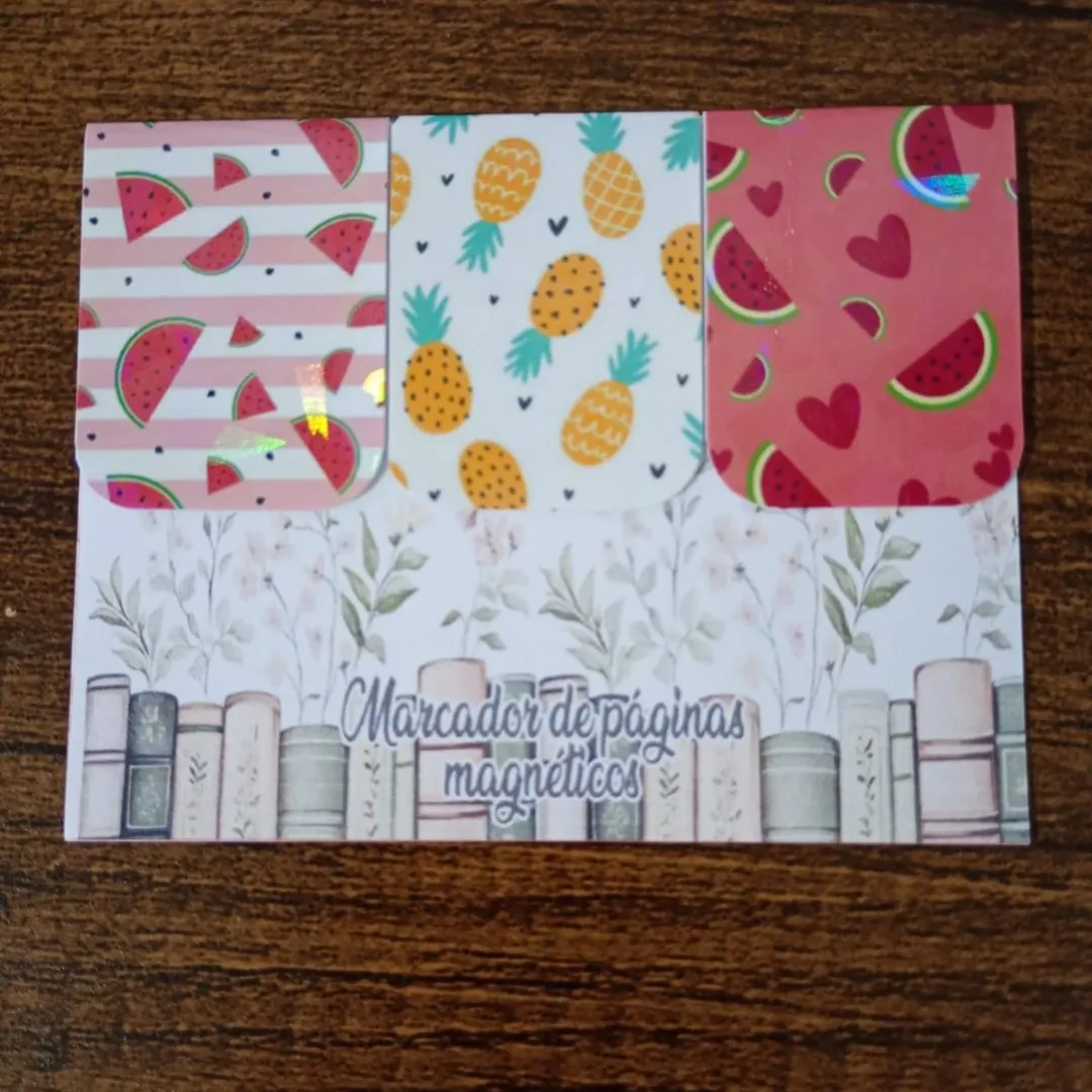 Marcador de Página Magnético Trio 5 - "Frutinhas" - artesanato de Emejhu Personalizados