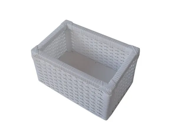 Cesto Vime Sintético Branco 36x25x20 - artesanato de Mundo Urbano