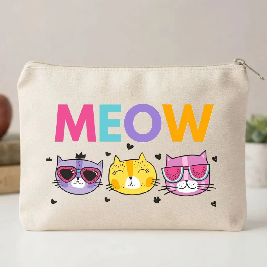 Kit Ecobag Necessaire E Chaveiro Presente Feminino Criativo Cat Meow - foto 3