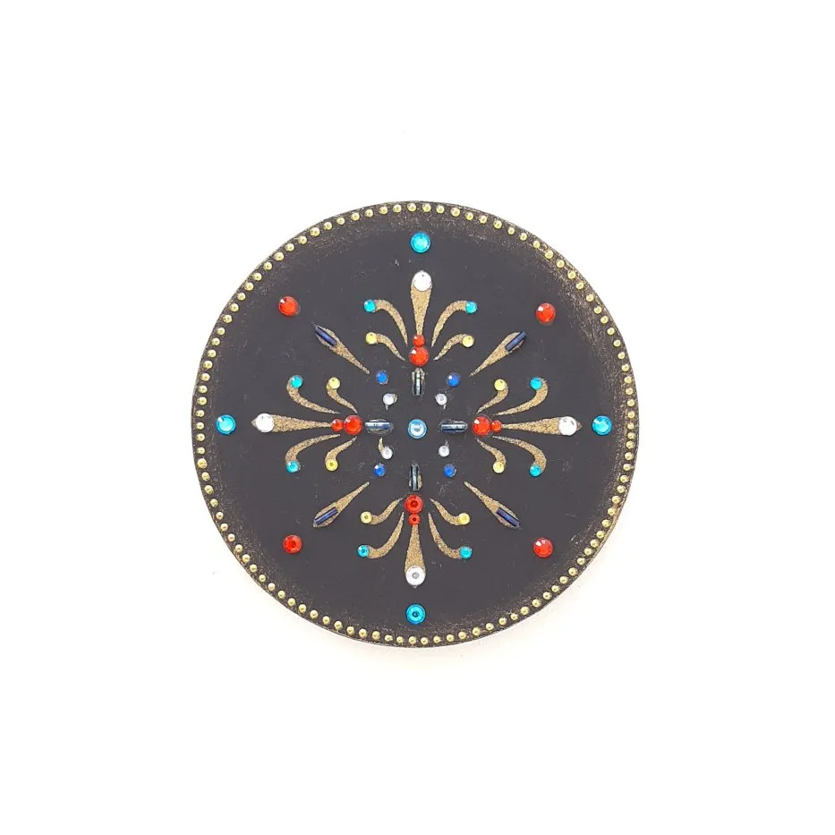 Mandala Indiana Preta - artesanato de Estudio Bananeira