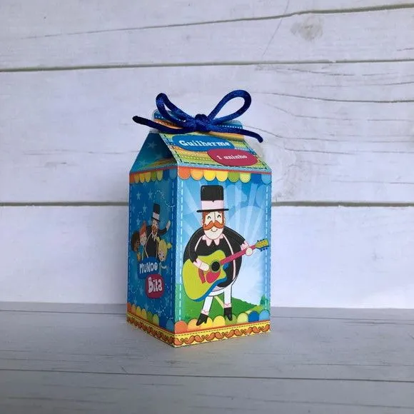 Mini Caixa Milk Mundo Bita - artesanato de Fina Essência Papelaria Personalizada