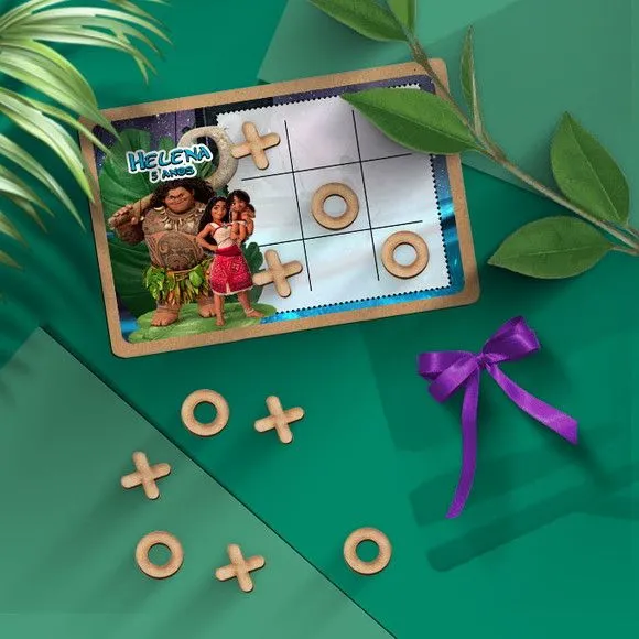 Jogo da Velha - Moana 2 Personalizado - artesanato feito à mão por Mi Papelaria Criativa
