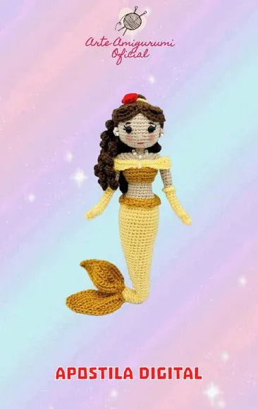 Receita Princesa Bela Sereia Amigurumi - artesanato feito à mão por Arte Amigurumi Oficial