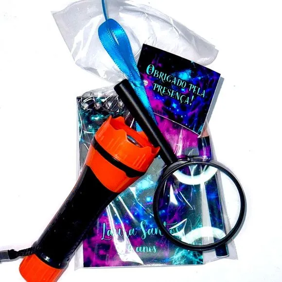 Kit Bloquinho + Lupa e Lanterna Neon Personalizado - foto 2