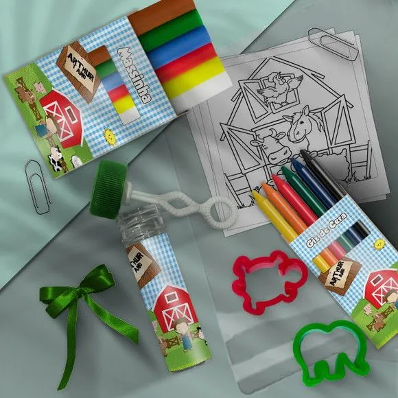 Kit Massinha Infantil Fazendinha Personalizado - feito à mão por Mi Papelaria Criativa