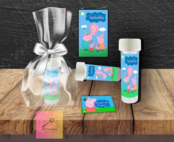 Bolha de Sabão Porquinha Rosa Personalizada - feito à mão por Artmanha Lembrancinhas