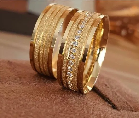 Par Alianças de Noivado Moeda Antiga 8mm + Anel Solitário - artesanato feito à mão por TM JOIAS