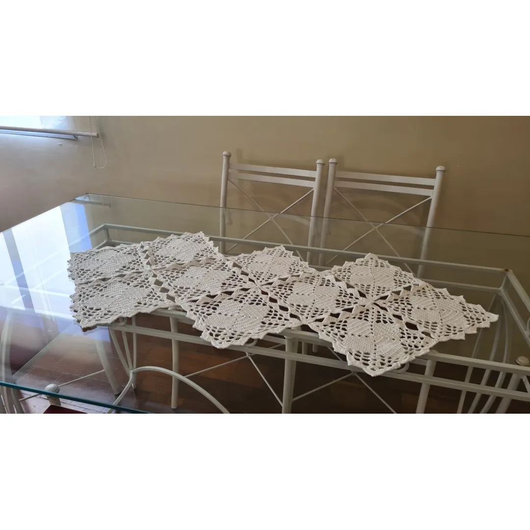 Caminho de Mesa Squares Crochê - Branco - foto 6