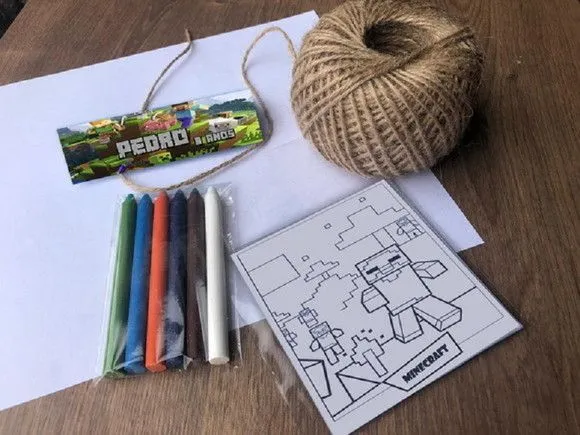 Kit Giz de cera Minecraft Personalizado - feito à mão por Mi Papelaria Criativa