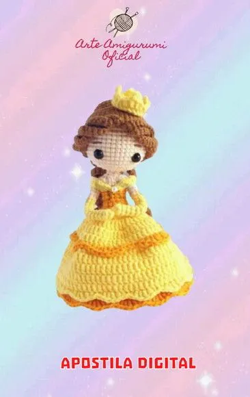 Receita Princesa Bela Amigurumi - artesanato feito à mão por Arte Amigurumi Oficial