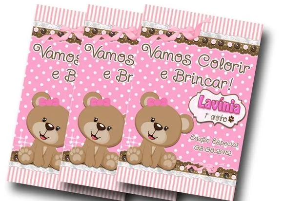 Revista Ursa marrom e rosa 14x10 - artesanato de PAPCRIE