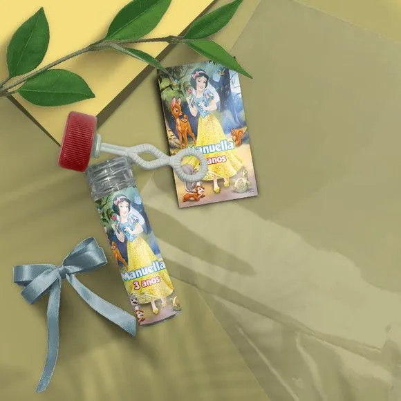 Bolha de Sabão - Branca de Neve Personalizado - artesanato feito à mão por Mi Papelaria Criativa