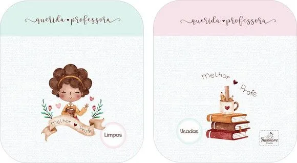 Case porta máscaras dupla face - Professora - feito à mão por Innovare Studio