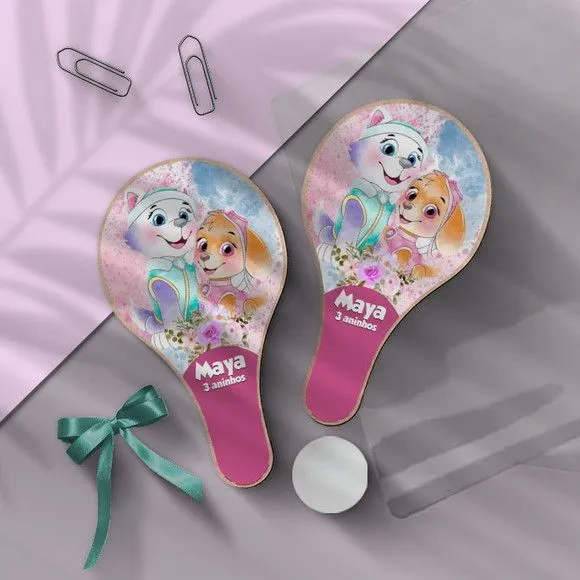 Raquete Ping Pong - Skye e Everest Personalizada - feito à mão por Mi Papelaria Criativa