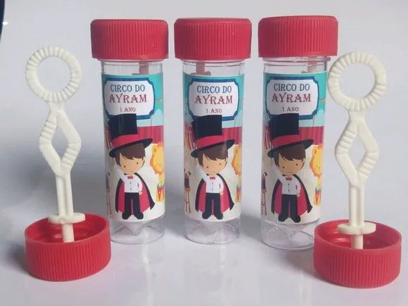 Bolinha de Sabão Circo Personalizada - artesanato de Mi Papelaria Criativa