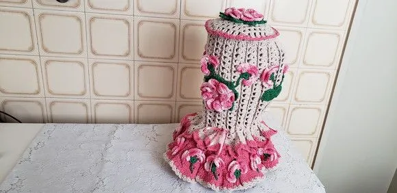 Capa Liquidificador em Crochê - Flores Rosa Mesclado - foto 3