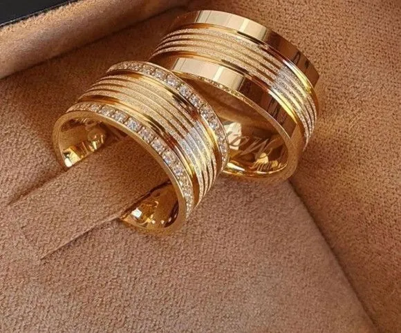 Par Alianças de Noivado Moeda Antiga 10mm + Anel Solitário - artesanato feito à mão por TM JOIAS