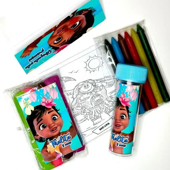 Kit Massinha + Giz + Bolha Moana Personalizado - feito à mão por Mi Papelaria Criativa