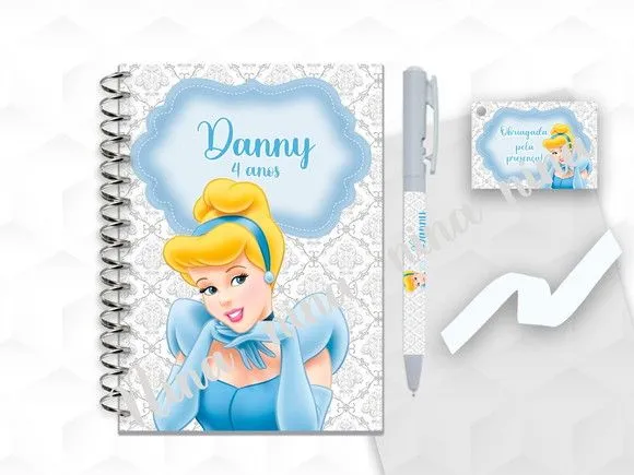 Bloquinho Grande com Caneta Cinderela Personalizada - artesanato feito à mão por creativitybynina