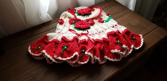 Capa Liquidificador em Crochê - Flores Vermelha - artesanato de Mari Crochê feito com carinho!