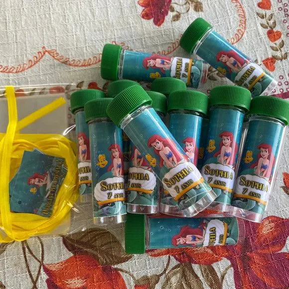 Bolha de Sabão Ariel Personalizada - feito à mão por Artmanha Lembrancinhas
