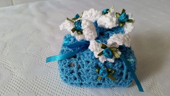 Sachê Porta Sabonete Safira com Branco