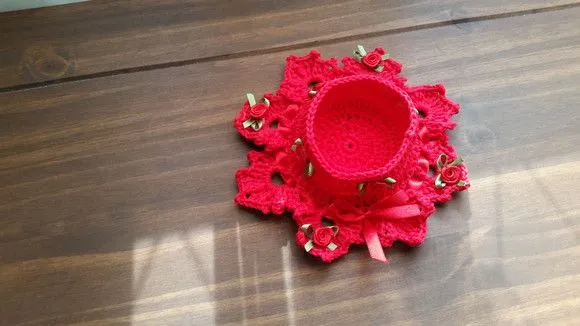 Conjunto de Porta Velas em Crochê - Vermelho - foto 5
