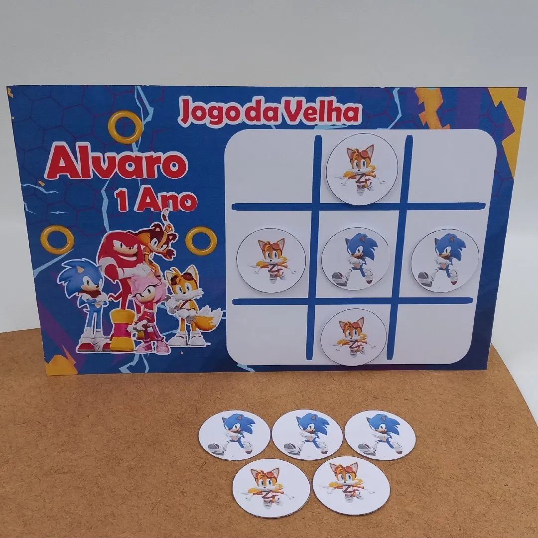 lembrancinha jogo da velha personalizado tema Sonic - artesanato de Ed  Silva Papelaria de Festa Infantil