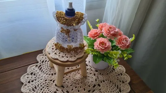 Capa para Adoçante Vestidinho Cinderela Dourado com Branco - foto 2