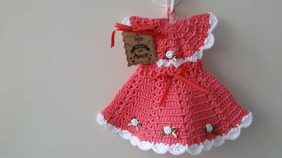 Pegador de Panelas Vestido Gerânio (20 cm x 15 cm )