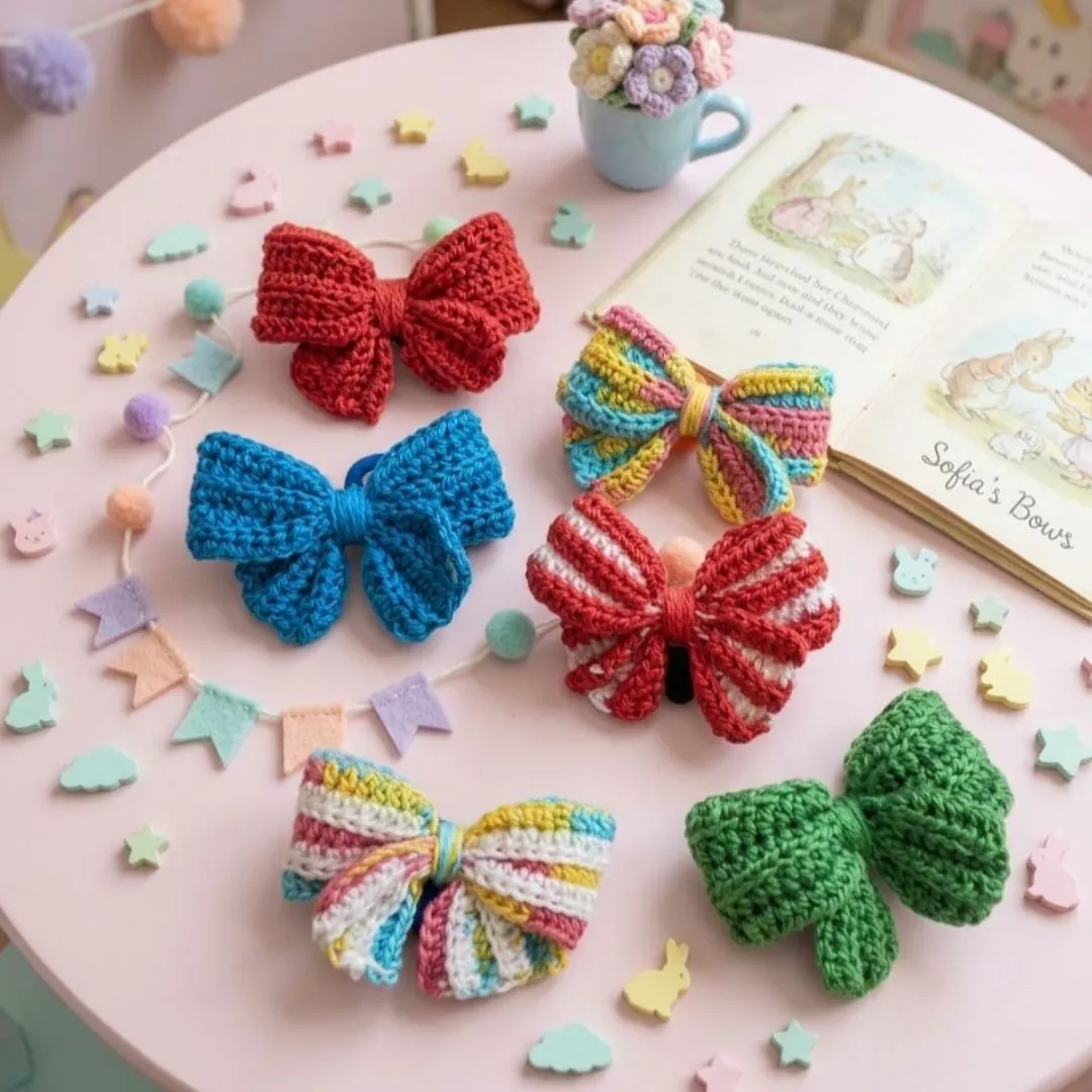 Xuxinha de crochê Laço - Kit 6 unidades - artesanato feito à mão por Ateliê Yasashii