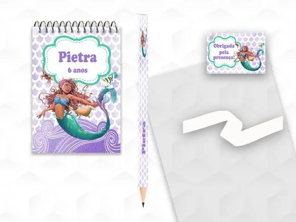 Bloquinho com Lápis Ariel o Filme Personalizado - artesanato feito à mão por creativitybynina